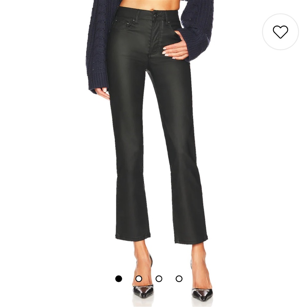 Free People: The Pacifica High Rise Slim Straight Leg Jean, Coated in Black.